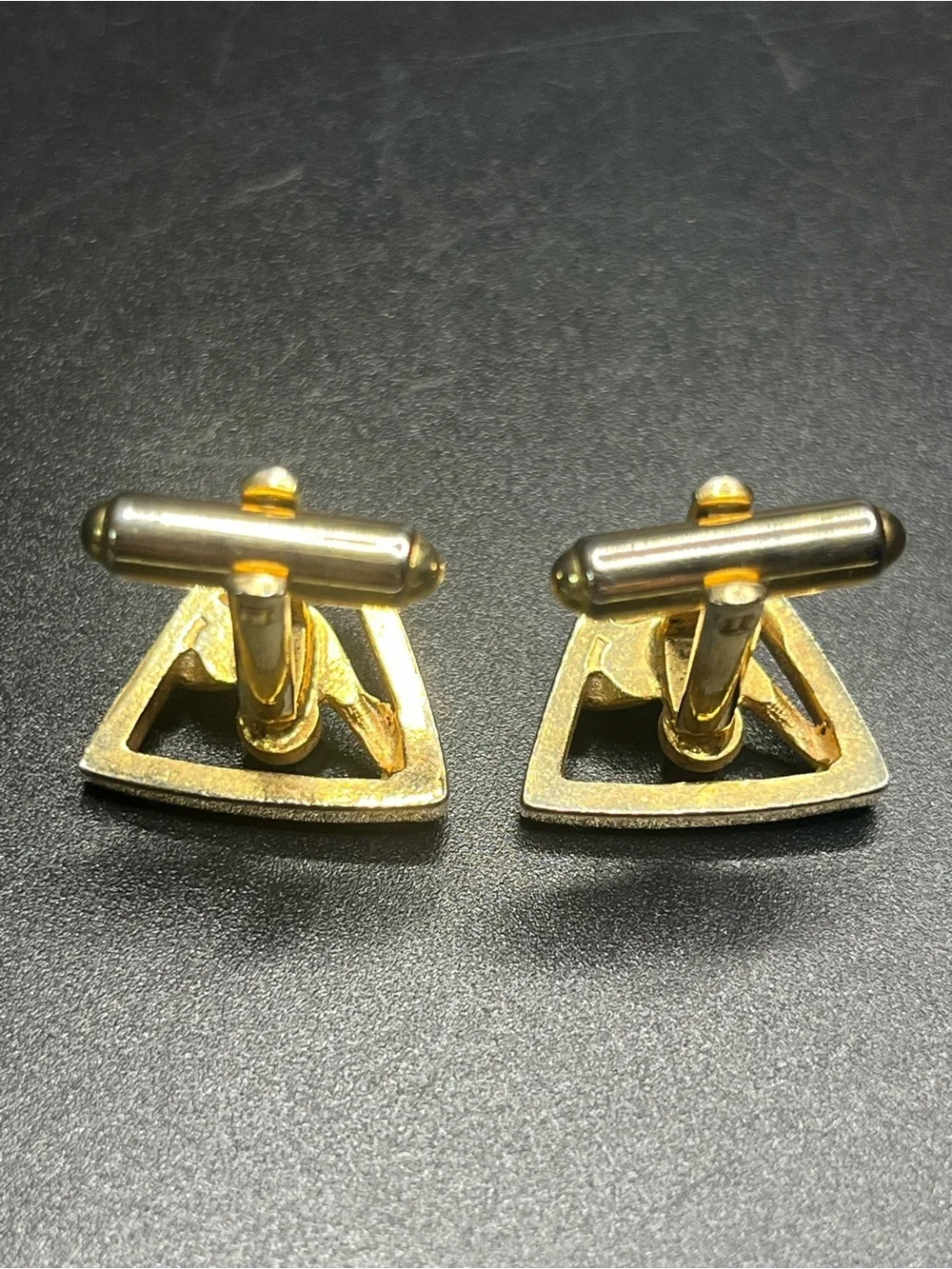 Vintage Gold Tone Golf Cufflinks Driver & Golf Ball Geometric Men’s Cuff Links